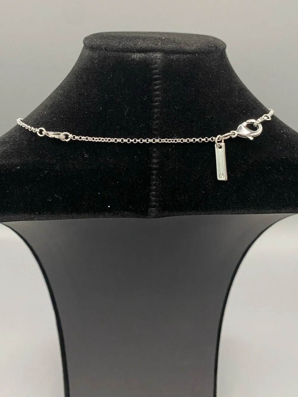 WHBM Sterling Silver‎ Lariat Necklace with Black Crystal Accents